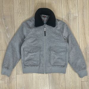 Robert Graham Wool Blend Field Jacket Sherpa Collar Full Zip Grey Size L